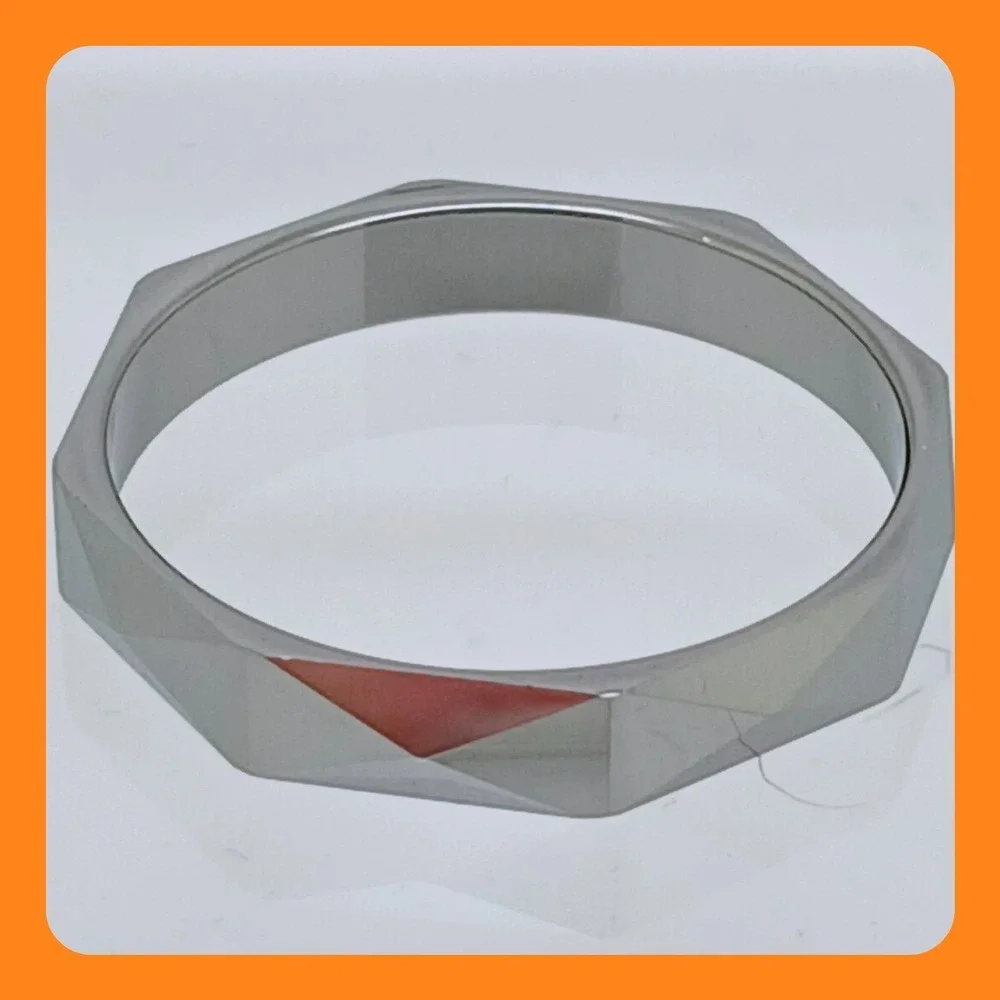 Vintage Tungsten Carbide Faceted Geometric Ring Size 10 Silver 4mm 1990s Y2K New